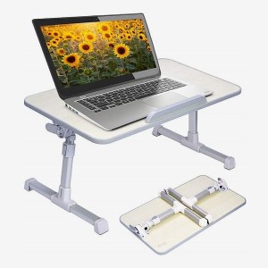 Adjustable Laptop Bed Table, Portable Lap Desk with Foldable Leg, Breakfast Tray for Eating, Notebook Computer Stand for Reading Writing on Bed Couch