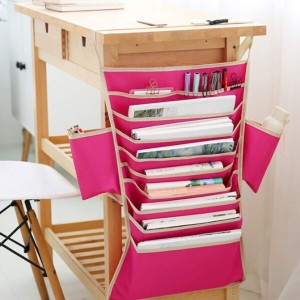 Adjustable Table Desk Side Hanging Books Stationery Organizer Storage Bag