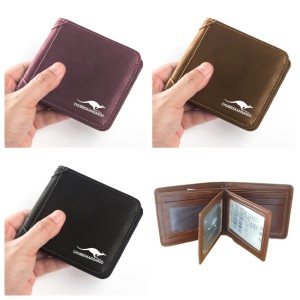 Aiks Wallet Men's RFID Blocking PU Leather Wallet with Zipper Multi Business Card Holder Purse