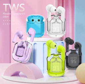 Air31 Wireless Earbuds Transparent with Deep Bass & Battery Display TWS Wireless Bluetooth Earphones AirPod AirBuds Built-in Charging Compartment