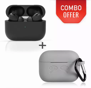 AirPods Pro BLACK with Case Cover Portable Silicone Skin Cover with Keychain Carabiner