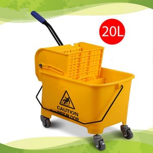 AlClean Deluxe Wringer Side Press Cleaning Mop Trolley Mop Bucket 20Liters