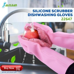 AlClean Magic Dish washing Gloves with scrubber, Silicone Cleaning Reusable Scrub Gloves for Wash Dish,Kitchen, Bathroom(1 Pair: Right + Left Hand)