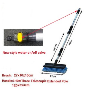 AlClean Solar Panel / Window / Glass Telescopic Wash Brush With Water Switch