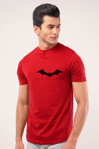 Amazing Summer Collection New And Stylish Batman Printed Smart Fit Red Trendy Printed O-Neck Half Sleeves T Shirt For Men N Boys