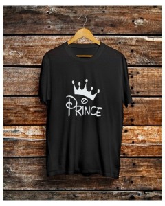 Amazing Summer Collection Shirt Smart Fit Black Trendy Prince With Crown Printed Round Neck Half Sleeves T Shirt