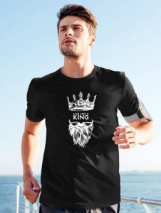 Amazing Summer Collection Smart Fit Trendy Live Like A King Printed O-Neck Half Sleeves Black T Shirt For Men