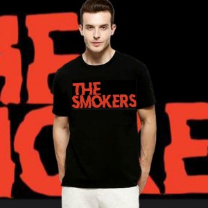 Amazing Summer Collection Trendy New Smokers Printed Smart Fit Printed  Half Sleeves Black T Shirt For Men N Boys