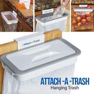 Attach A Trash - Hanging Trash Bag Holder, Waste Bin, Kitchen Cabinet Garbage Dustbin Bag Holder