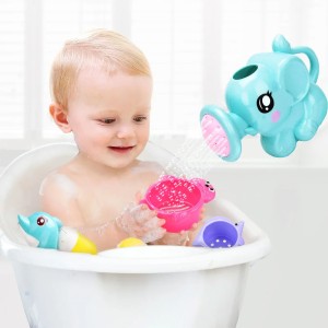 Baby Cartoon Elephant Shower Cup Newborn Child Shampoo Cup Baby Shower Water Spoon Bath Beach Play Bailer Toys