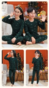 Baby Or Baba Dark Green Printed Full Sleeves T-shirt With Printed Pajama Night Suit for Kids (1 Pcs)