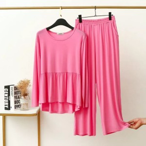 Baby Pink Frill Style Full Sleeves Home Wear