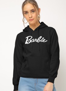 Barbie Printed Black Hoodie For Women In Export Quality Fabric Guaranteed
