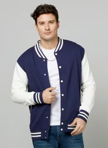 Baseball Contrast Varsity Coat Style Button Jacket For Men/Boys