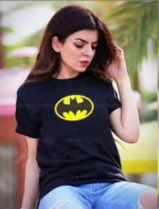 Batman Printed Women Black T shirt Casual Cotton t shirts For Women