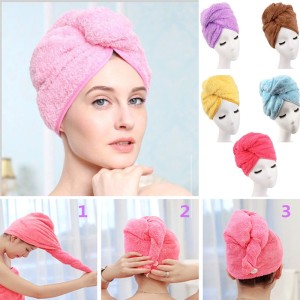 Best Hair Drying Cap Towel Hair Wrap Towel Quick Dry Cap Towel 100% Cotton Turban Style Hair Wrap Cap Towel with Button Supper Absorbent Quick Dry Bes