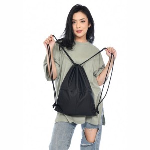 Black Drawstring Bags Durable Cinch Backpacks Carry Bag Gym Bag Sports Bag Laptop Bag University College School Bag for Men & Women
