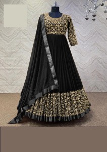 BLACK EMBROIDERED 3PC MAXI FOR GIRLS ( MAXI, DUPATTA & TROUSER )