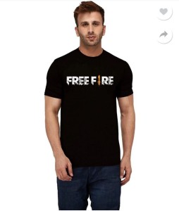Black Free fire Printed Amazing Cotton T shirt Round Neck Short Sleeves Casual T shirt And Boys & Mens