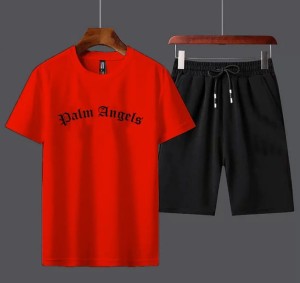 Red palm Angle printed gymwear t Shir  short  tracksuit for men and boys best reccomended article of summer collection