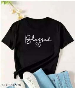 Blessed Heart Printed T-shirt for Women's