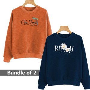 Bloom Printed Winter Season Pack of 2 Pullover Sweatshirts for Women's/Girls