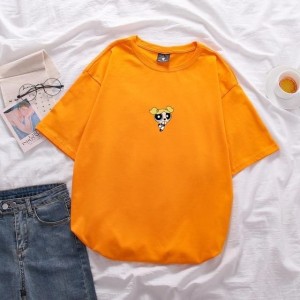 Blossom Basic Round Neck Orange T-Shirt For Women