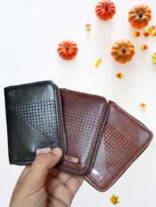 Boshihou Genuine Men's PU Leather Card Holder Storage Bags Blocking Zipper Thin Pocket