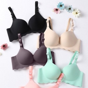 Women Sexy Solid Color Seamless Wavy Breathable Push Up Bra