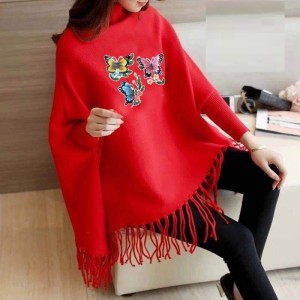 Multi Butterfly Printed  Fleece Stylish Poncho For Women By Khokhar Stockists