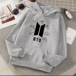 bts Printed Pullover Grey Hood For WOmen And Girls