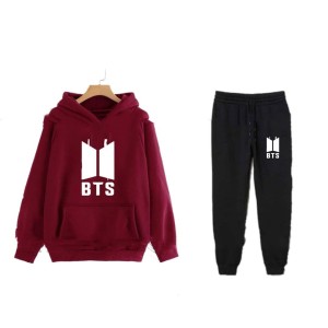 BTS Printed Winter Tracksuit With Warm Fleece Hoodie and Trouser For Women