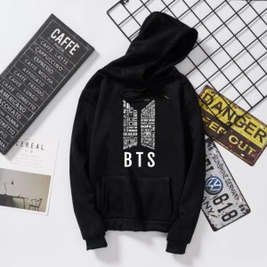 BTS Signature Pull Over Black Hoodie For Women