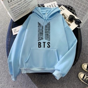 BTS Signature Pull Over Blue Hoodie For Women