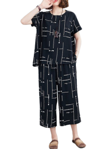 Capri Plazo Style Circle Printed Night Suit for Women Pajama Set for Her