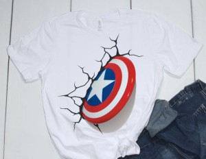 Captain America Printed Cotton Half Sleeves O Neck White T Shirt