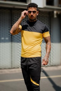 CBZ-Stylish Black & Yellow Dry Fit Tracksuit For Men