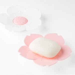 Cherry Blossom Soap Dish Bathroom Double Layer Non-slip Drain Soap Box Cute Soap Case