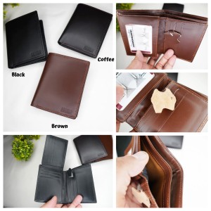 Classic Charm Genuine Cow Leather Card Holder Tri-Fold Wallets for Men