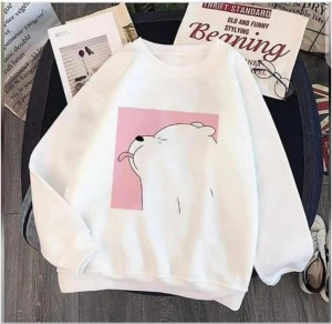 CLASSY CUTE PANDA BEAR Tag Print Thick & Fleece Fabric Rib Sweatshirt for Winter sweatshirt Fashion Wear for Women / Girls
