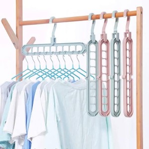 Pack Of 4 - 9 Hole Space Saving Hanger Multi-Function Rotatable Hanger For Drying Clothes Organizer