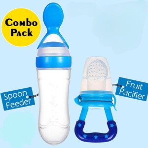 Combo Baby Spoon Feeder Silicone Bottle Feeding With Free Fruit Pacifier Toddler