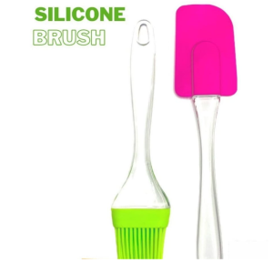 Combo Of 2 - Cake Spatula & Bbq Oil Brush Silicone Brush and Spatula Pair - 2 in 1 set, Baking, Decorating, BBQ