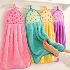 Coral Velvet Bathroom Supplies Soft Hand Towel Absorbent Cloth Dishcloths Hanging Cloth Kitchen Accessories