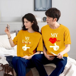 Couple My Life Line Tshirt Pajama Half Sleeves Night Dress By Hk Oufits