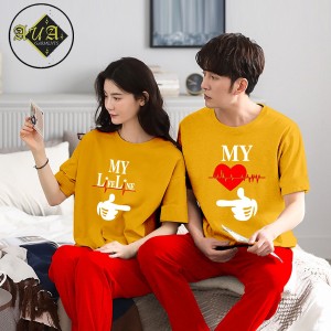 Couple Night Suit for Men and Women Pack of 2 ( with Red Trouser )