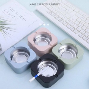 Creative Round Square Ashtray Tinplate Plastic Simple Fashion Nordic Style Home Office Tools Case