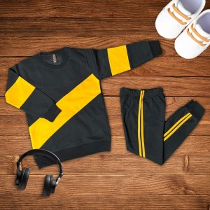 Cross Panel Style  Full Sleeves Winter Track Suit for Kids