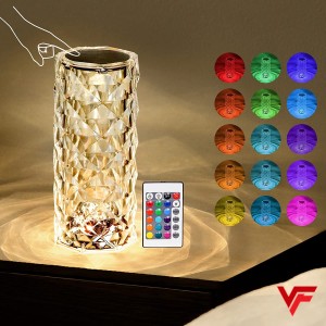 Crystal Diamond Table Lamp, Color Changing Touch Lamp USB Romantic Rose Diamond Table Lamps Remote Touch Creative Lights for Bedroom Living Room
