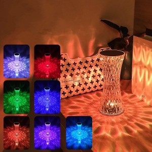 Crystal Table Lamp,16 Color Touch Control Rechargeable Lamp,Acrylic Remote Control Crystal Bedside Lamp,Portable Night Light,Room Decor Desk Lamp,Bedr